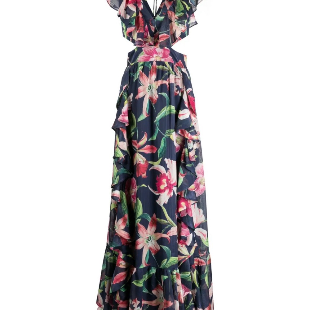 PatBO Lealia V-neck maxi dress Blue Sleeveless V-Neck Maxi Dress